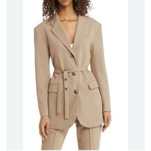 NEW Topshop Tan Waist-Tie Belted Blazer Size 4